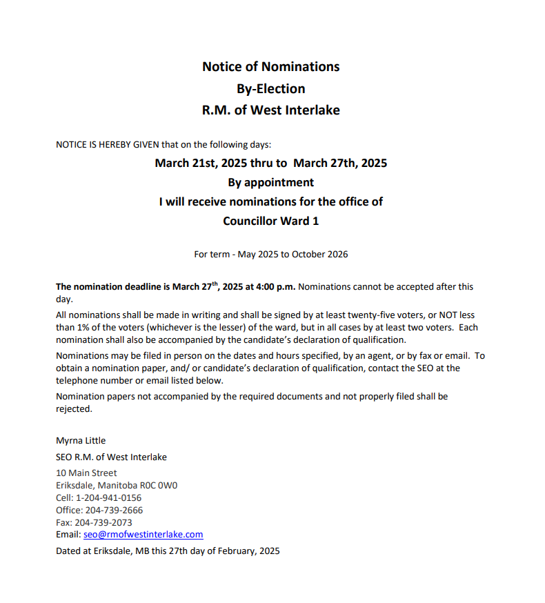 Notice of Nominations