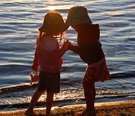 2 kids on the beach